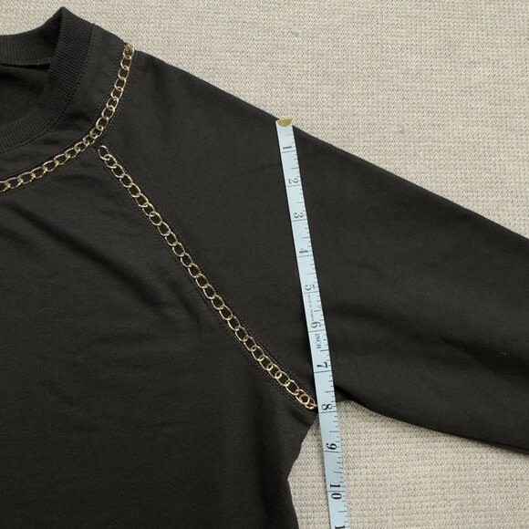 Vocal Chain Detail Black Tunic Top Womens Small Long Sleeve Pull Over Blouse - Picture 13 of 13